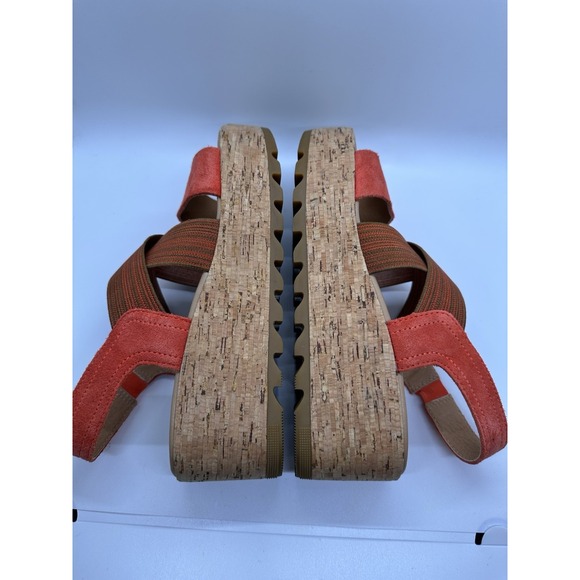 SOREL‎ Women's Size 7 CAMERON Signal Red Platform Slingback Strap Wedge Sandals - Picture 8 of 10